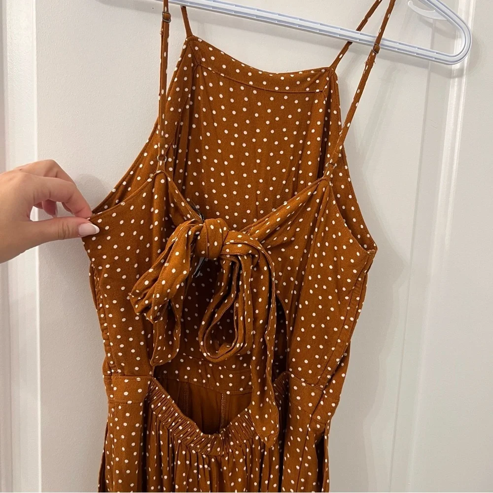 Abercrombie & Fitch Brown Polka Dot Wide-Leg Jumpsuit - Picture 7 of 10